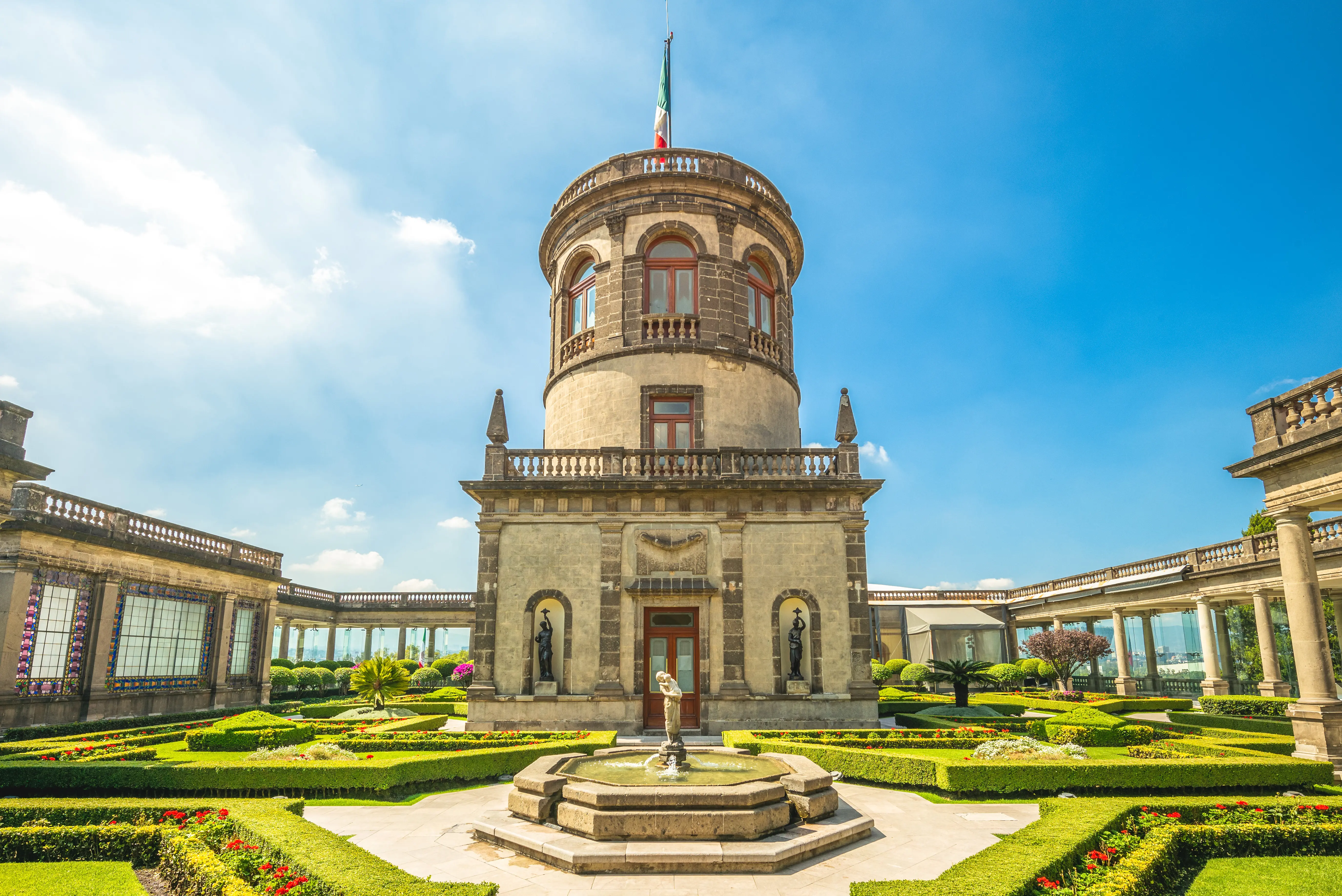 Tower and gardens of Chapultepec Castle