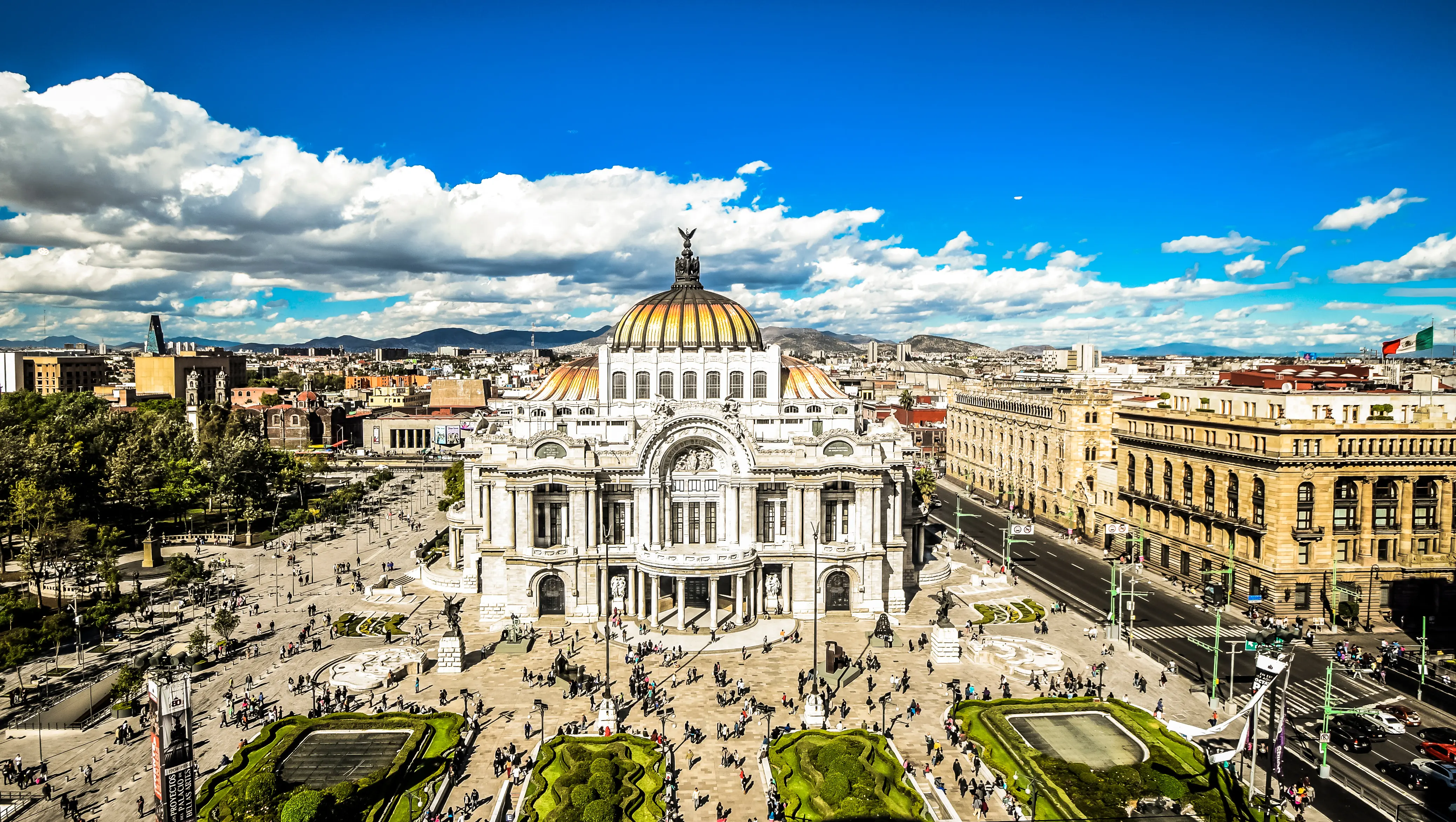Aerial view of the Palacio de Bellas Artes in Mexico City